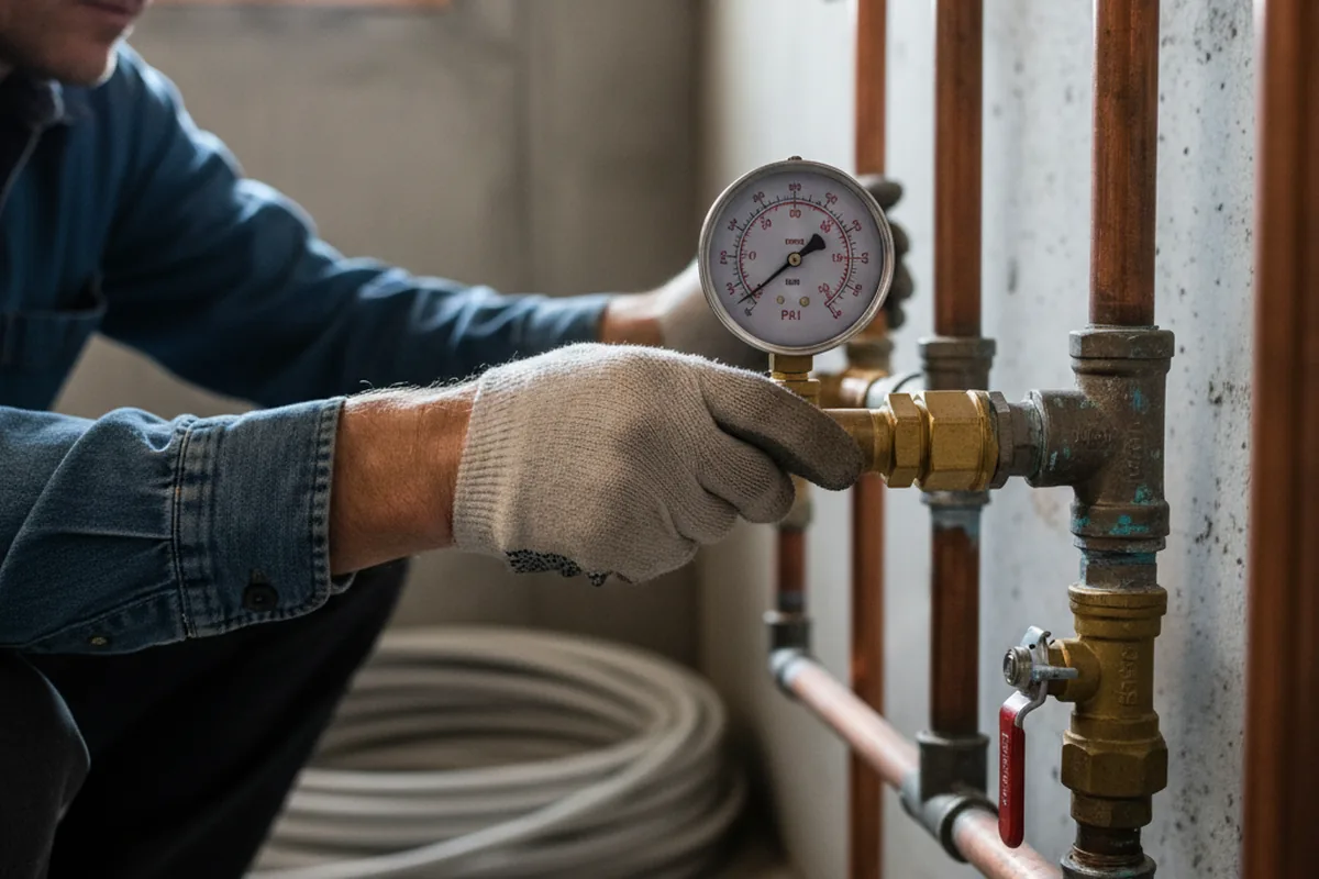 Pressure testing a repaired line during Water Line Repair in Marion